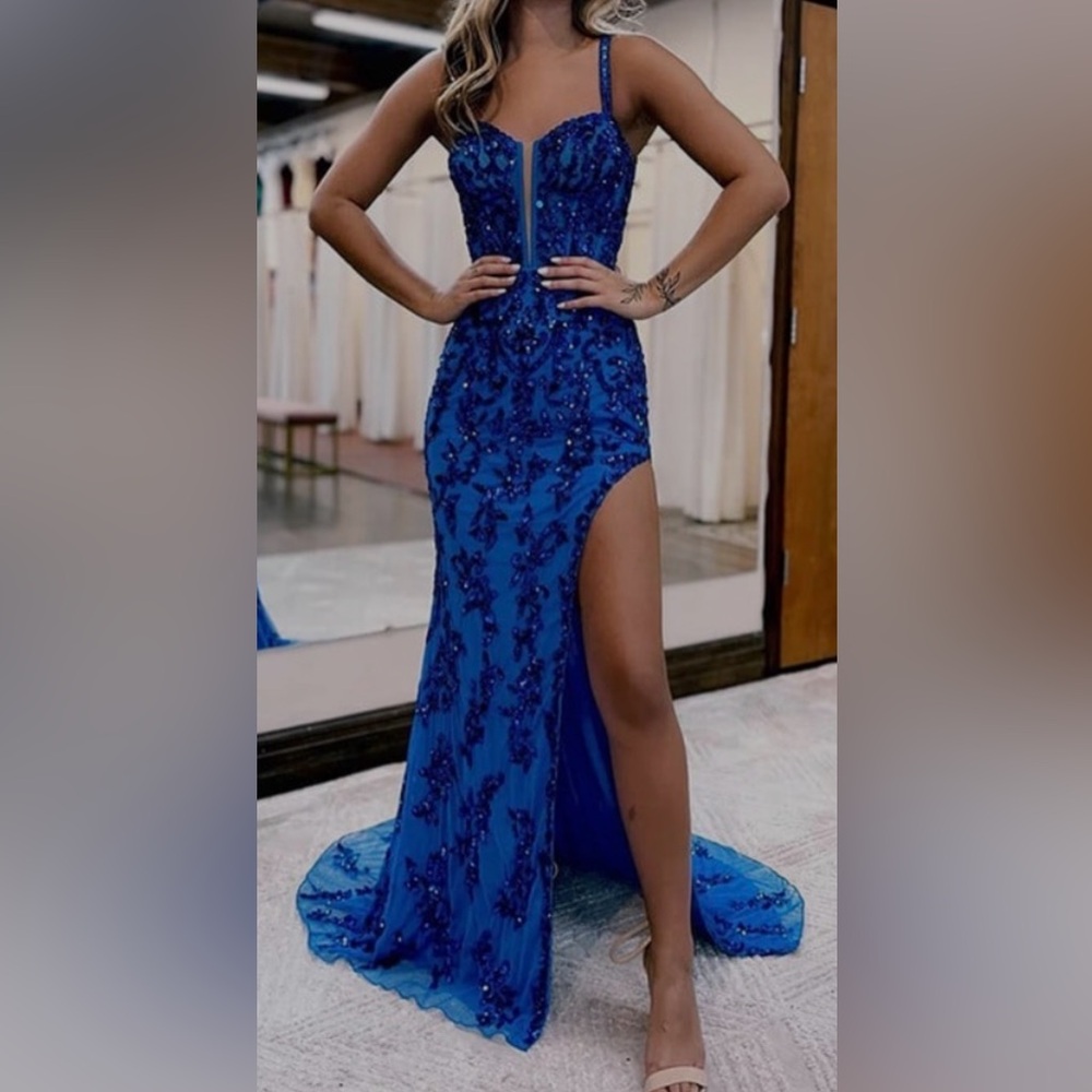 Stunning Royal Blue Sequin Prom Dress